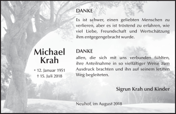 Traueranzeige von Michael Krah 