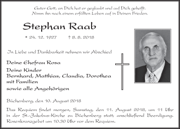 Traueranzeige von Stephan Raab 