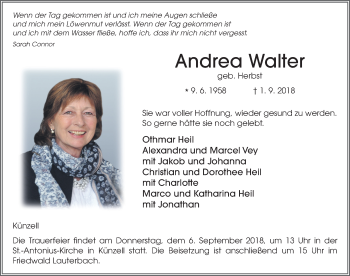 Traueranzeige von Andrea Walter 