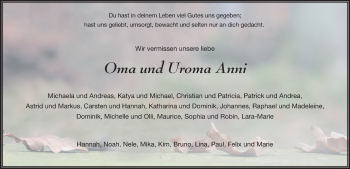 Traueranzeige von Anni Gensler 