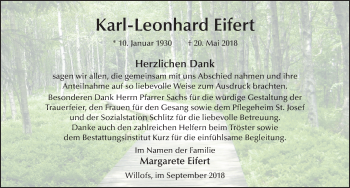 Traueranzeige von Karl-Leonard Eifert 
