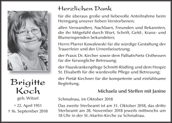 Traueranzeige von Brigitte Koch 