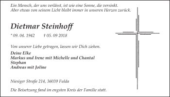 Traueranzeige von Dietmar Steinhoff 