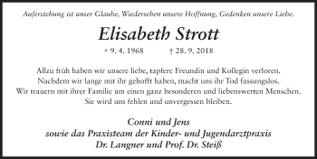 Traueranzeige von Elisabeth Strott 