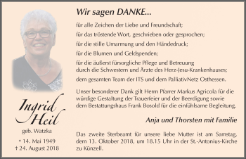 Traueranzeige von Ingrid Heil 
