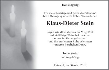 Traueranzeige von Klaus-Dieter Stein 