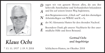 Traueranzeige von Klaus Ochs 