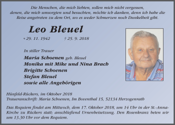 Traueranzeige von Leo Bleuel 