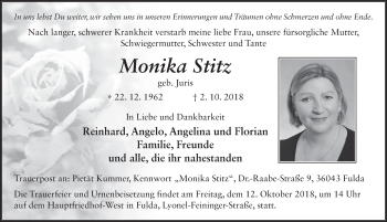 Traueranzeige von Monika Stitz 