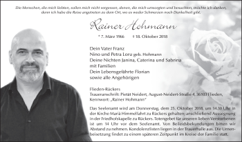 Traueranzeige von Rainer Hohmann 