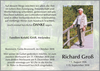 Traueranzeige von Richard Groß 