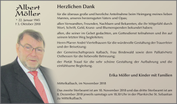Traueranzeige von Albert Möller 