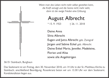 Traueranzeige von August Albrecht 