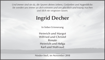 Traueranzeige von Ingrid Decher 