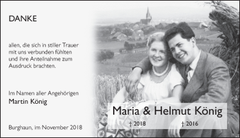 Traueranzeige von Maria König 