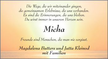 Traueranzeige von Michaela Staubach 