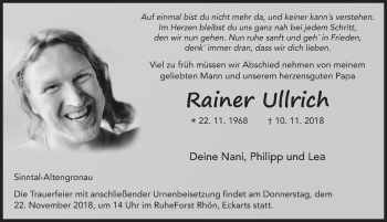 Traueranzeige von Rainer Ullrich von Fuldaer Zeitung