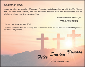Traueranzeige von Sandra Mangold 