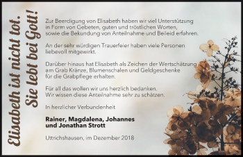 Traueranzeige von Elisabeth Strott von FZ