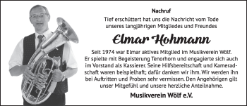 Traueranzeige von Elmar Hohmann 