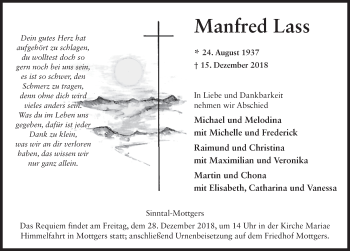 Traueranzeige von Manfred Lass von FZ