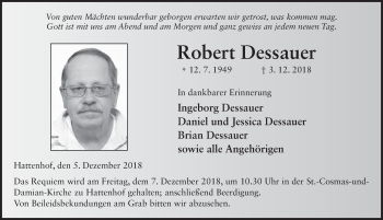 Traueranzeige von Robert Dessauer 