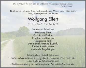 Traueranzeige von Wolfgang Eifert 