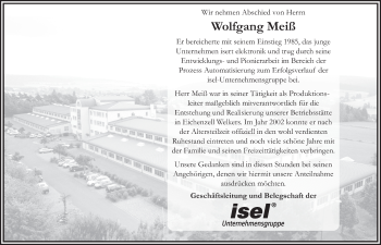 Traueranzeige von Wolfgang Meiß 