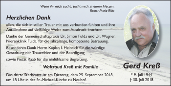 Traueranzeige von Gerd Kreß 