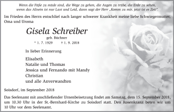 Traueranzeige von Gisela Schreiber 