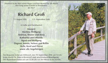 Traueranzeige von Richard Groß 