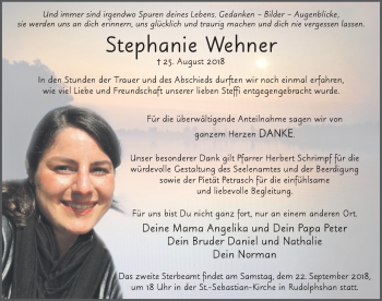Traueranzeige von Stephanie Wehner 