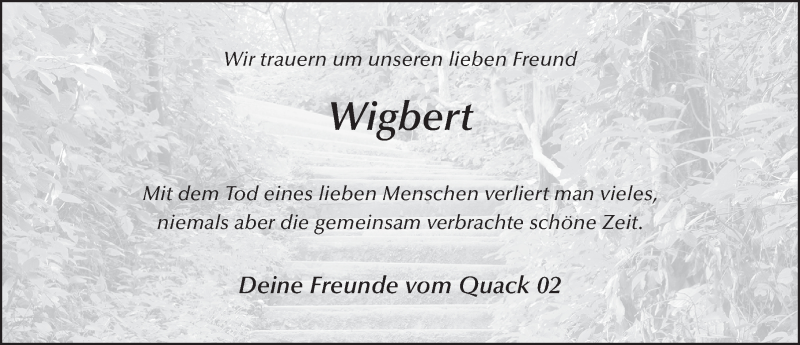  Traueranzeige für Wigbert Schmitt vom 19.09.2018 aus 