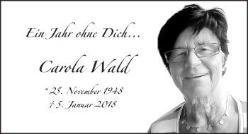 Traueranzeige von Carola Wald 