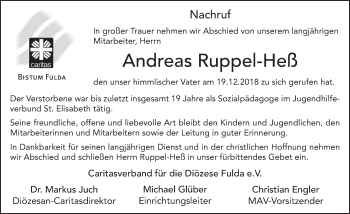 Traueranzeige von Andreas Ruppel-Heß 
