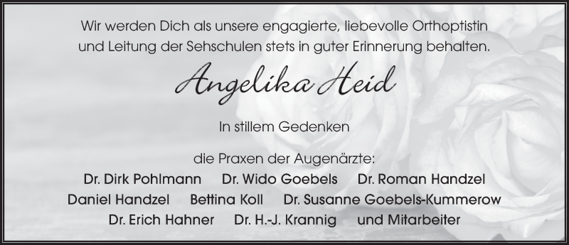  Traueranzeige für Angelika Heid vom 25.01.2019 aus 