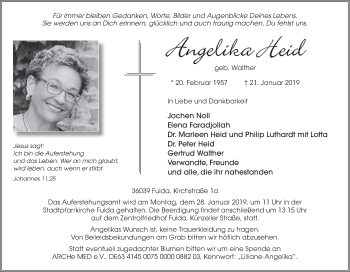 Traueranzeige von Angelika Heid 