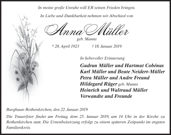 Traueranzeige von Anna Müller 