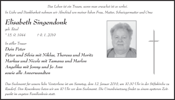 Traueranzeige von Elisabeth Singendonk 