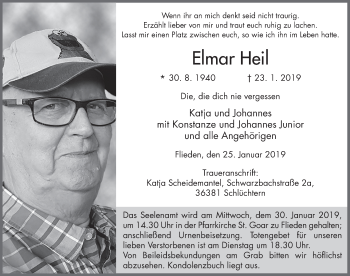 Traueranzeige von Elmar Heil 
