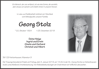 Traueranzeige von Georg Stolz von FZ