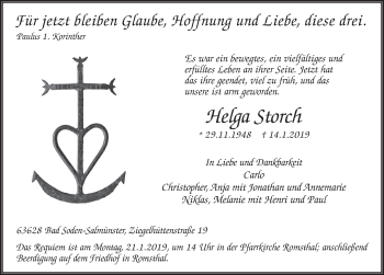 Traueranzeige von Helga Storch 