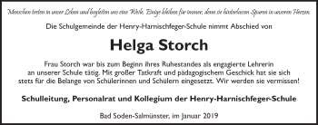 Traueranzeige von Helga Storch von FZ