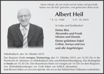 Traueranzeige von Albert Heil von FZ