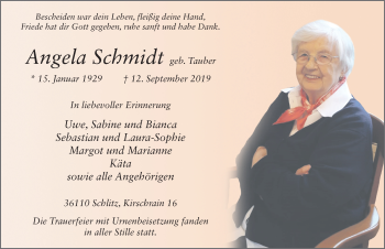 Traueranzeige von Angela Schmidt von FZ
