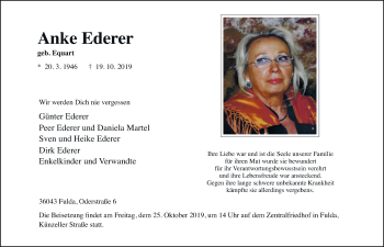 Traueranzeige von Anke Ederer von FZ