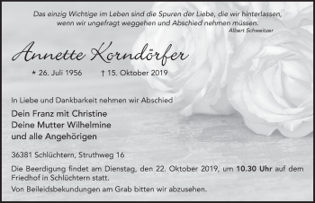 Traueranzeige von Annette Korndörfer von FZ