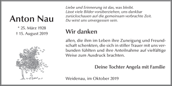 Traueranzeige von Anton Nau von FZ