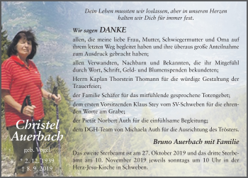 Traueranzeige von Christel Auerbach von FZ