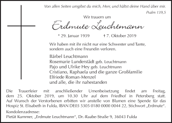 Traueranzeige von Erdmute Leuchtmann von FZ